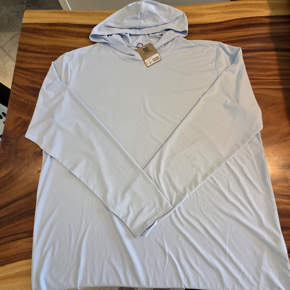 Patagonia XXL Chilled Blue Men's Hooded Sun Shirt Long Sleeve Lightweight